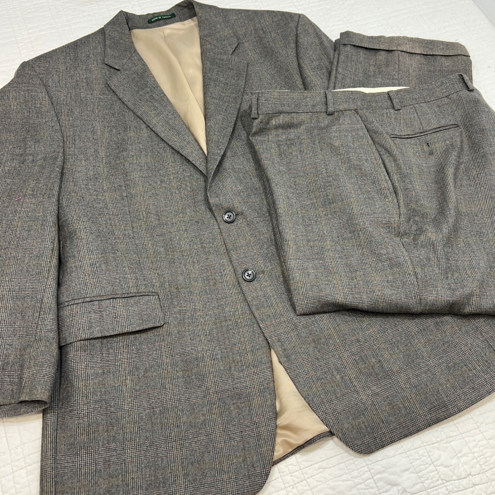 Lauren Ralph Lauren Mens 46R Wool Cashmere Glen Plaid Suit Grey 2-Button Canada